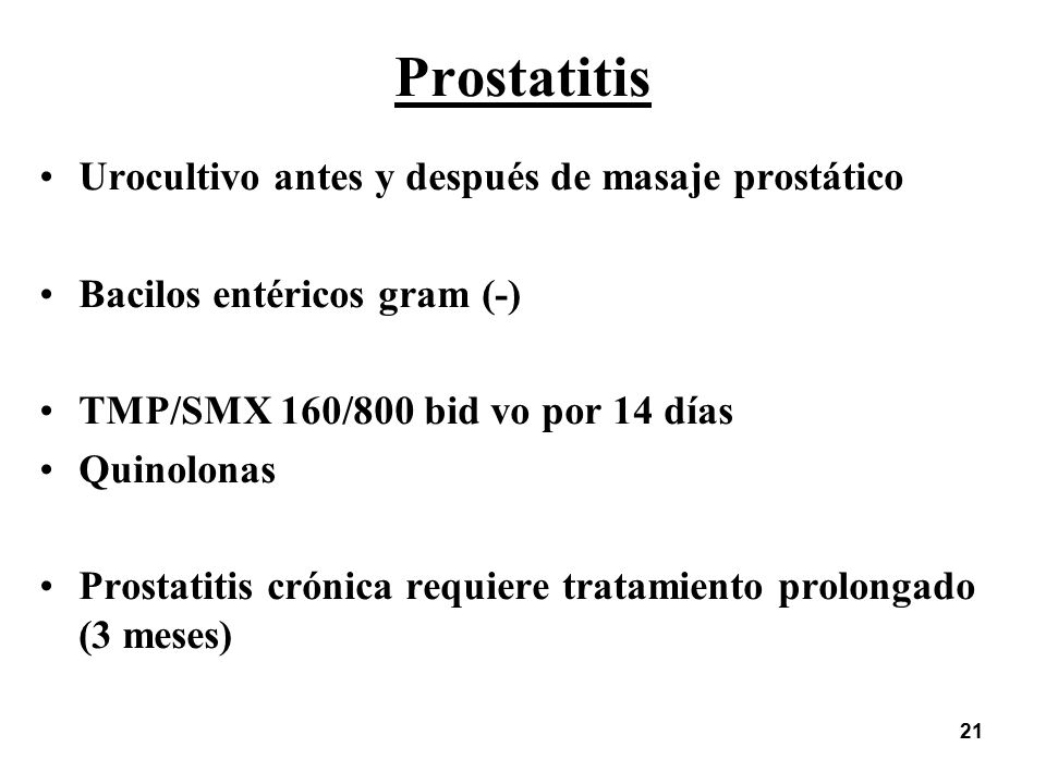 urocultivo después del masaje de próstata